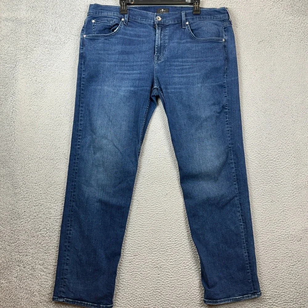 7 For All Mankind Austyn Jeans Mens 42 Blue Relaxed Straight Leg Stretch Denim